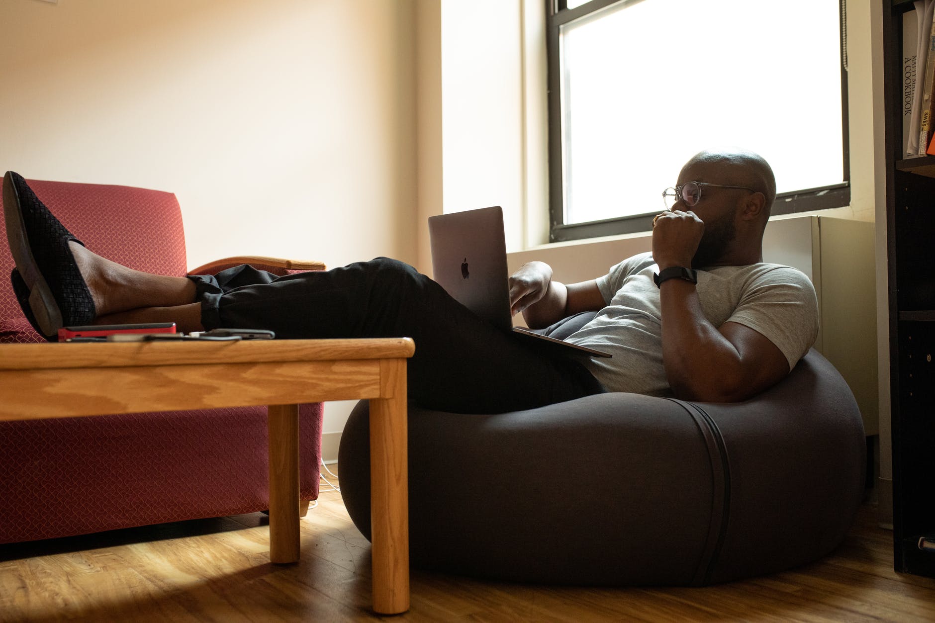 man using laptop