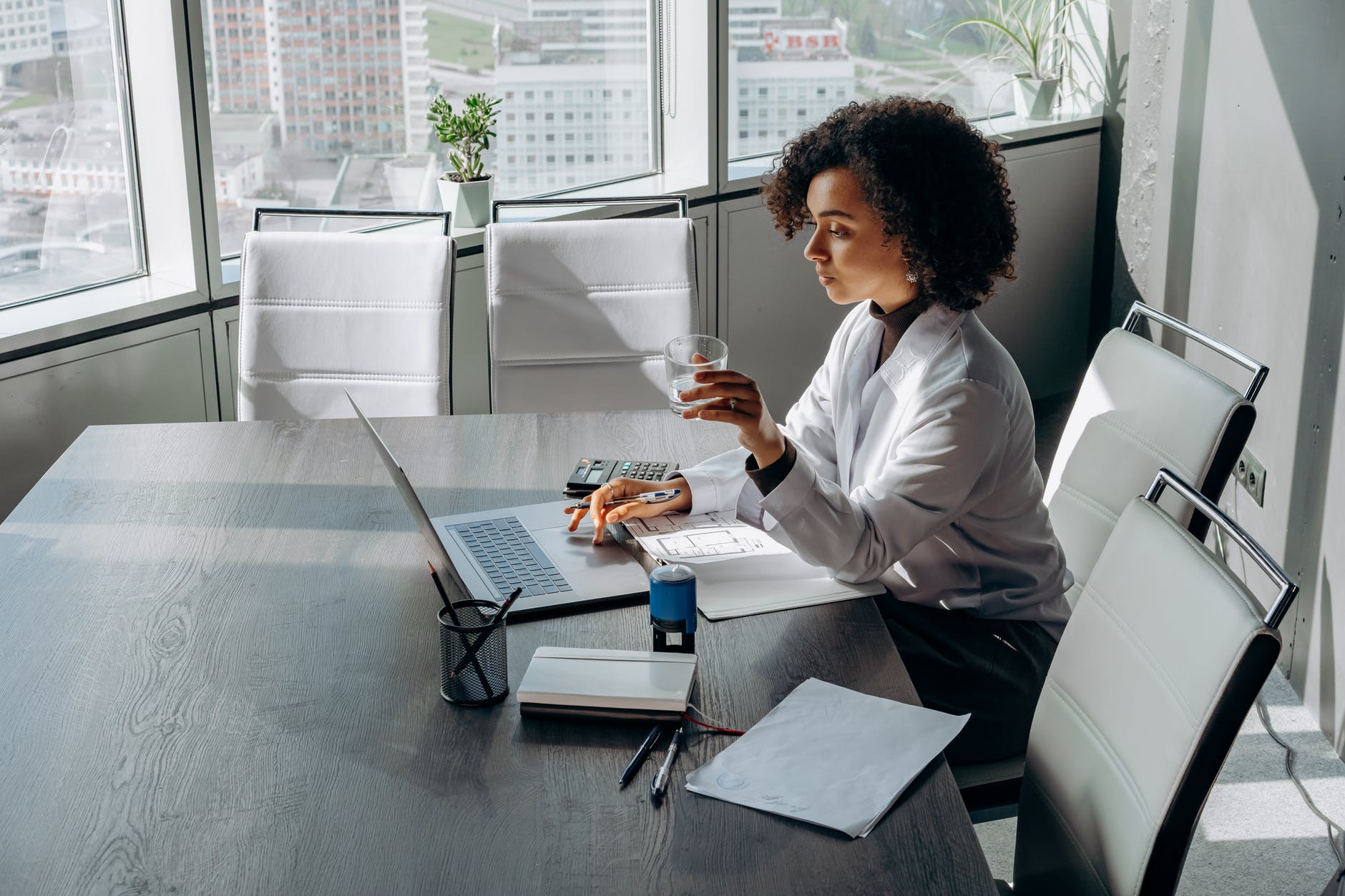 a woman using a laptop