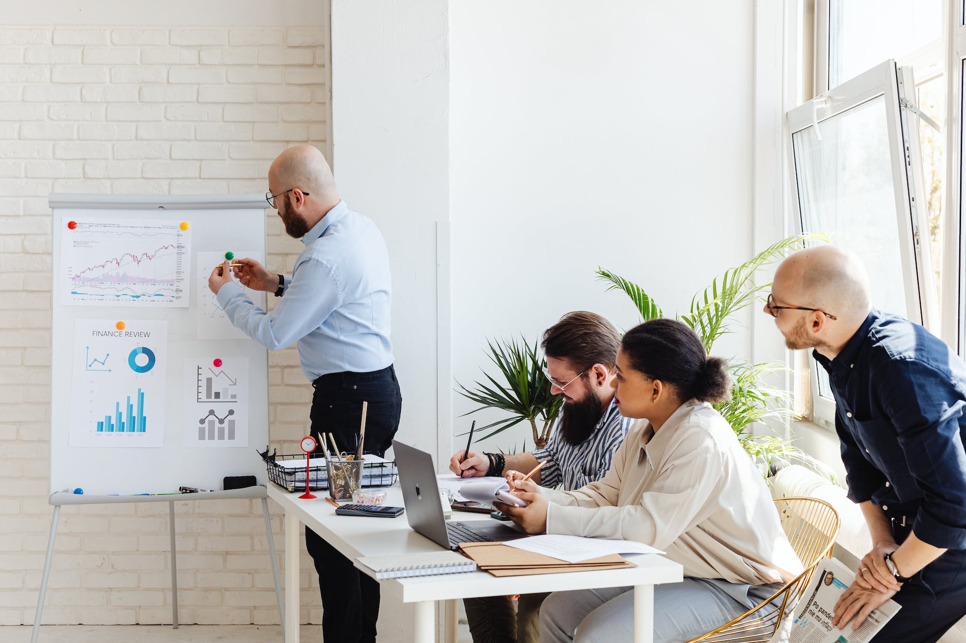 a man doing a presentation at work